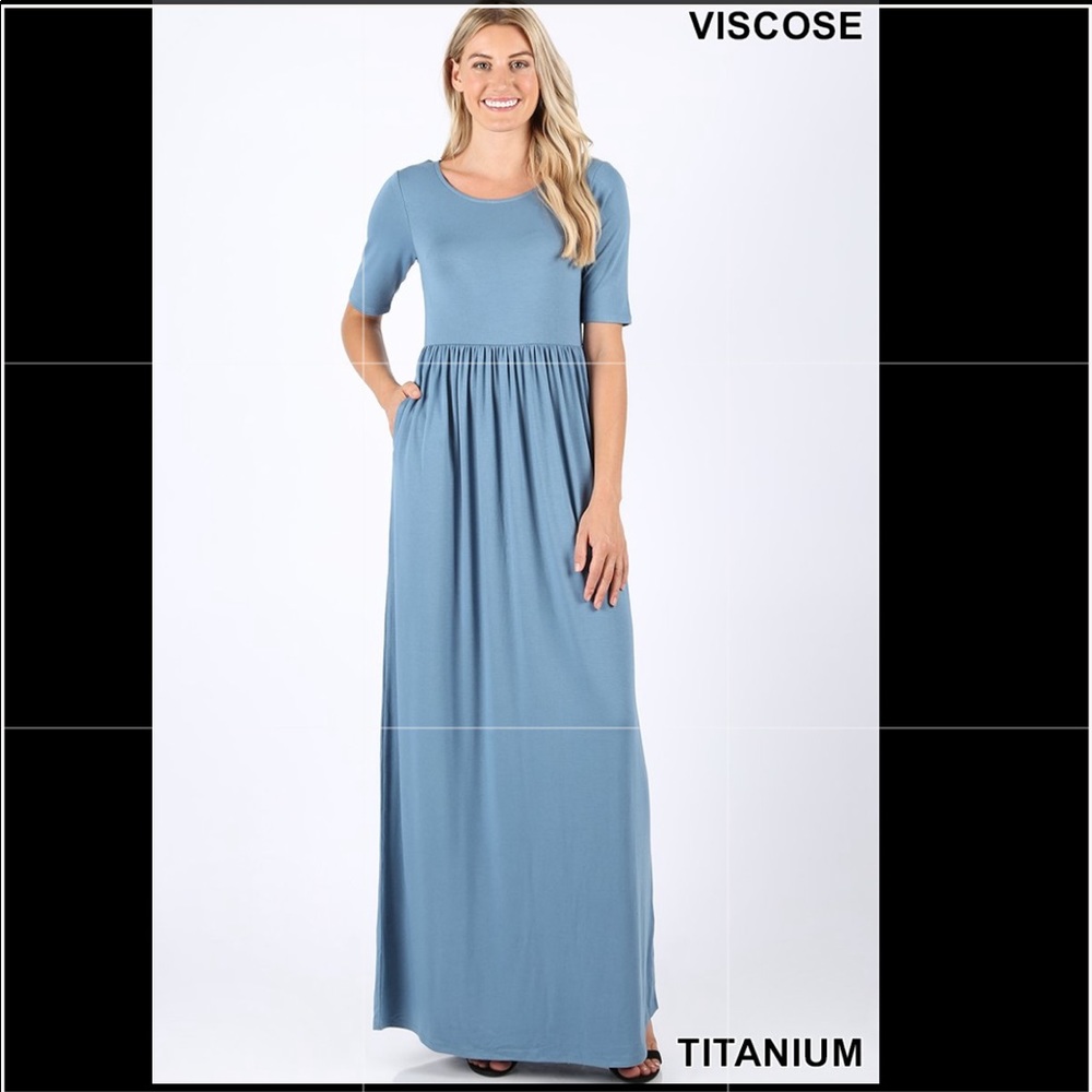 Zenana Outfitters Half Sleeve Maxi Dress